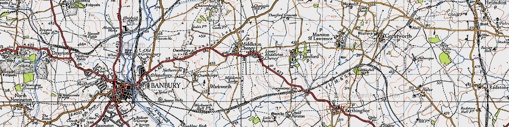 Old map of Middleton Cheney in 1946
