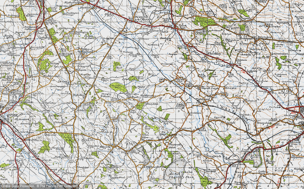 Old Map of Historic Map covering Windy Fields in 1946