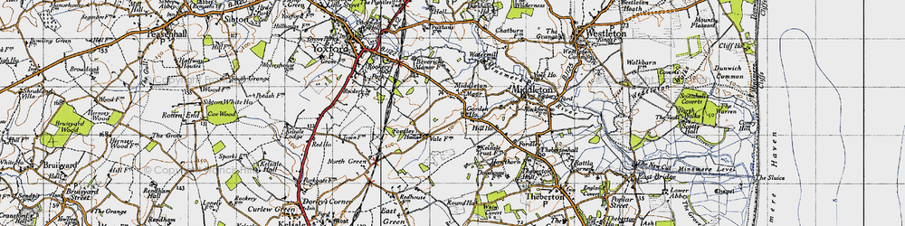 Old map of Annesons Corner in 1946