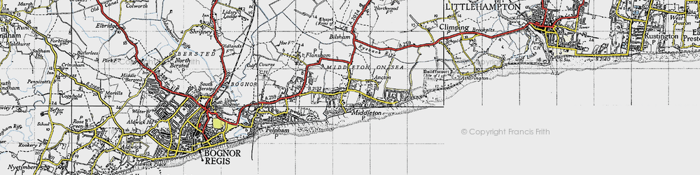 Old map of Middleton-on-Sea in 1945