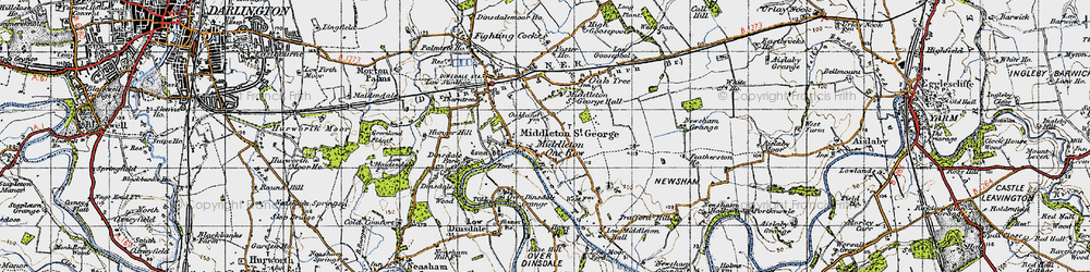 Old map of Middleton One Row in 1947