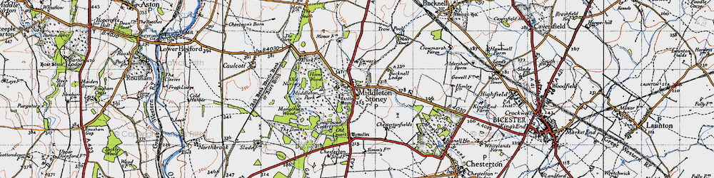 Old map of Middleton Stoney in 1946