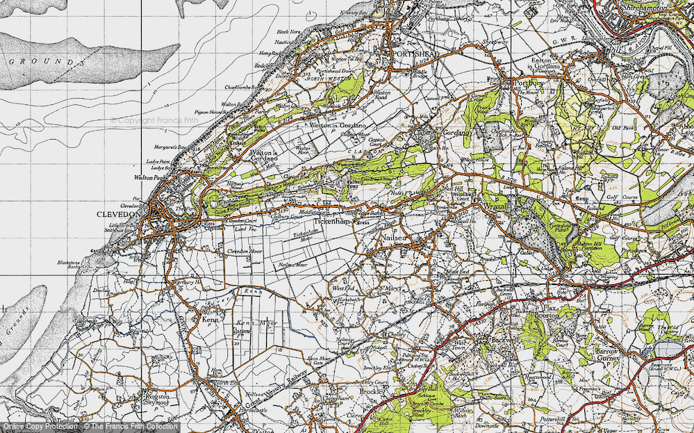 Old Map of Historic Map covering Cadbury Camp in 1946