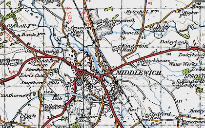 Old map of Middlewich in 1947