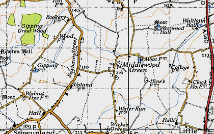 Old map of Middlewood Green in 1946