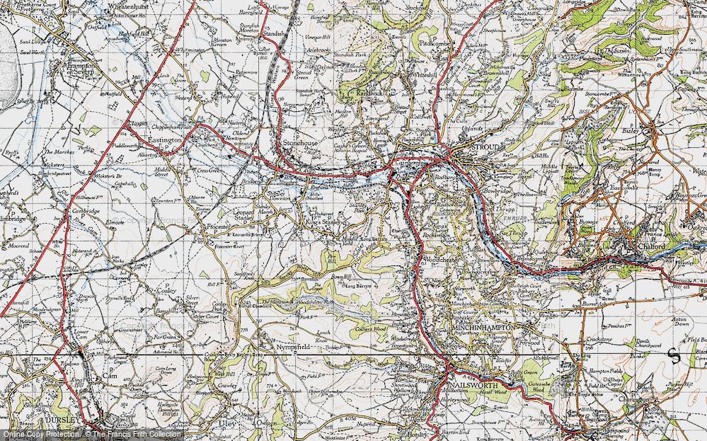 Old Map of Historic Map covering Bown Hill in 1946
