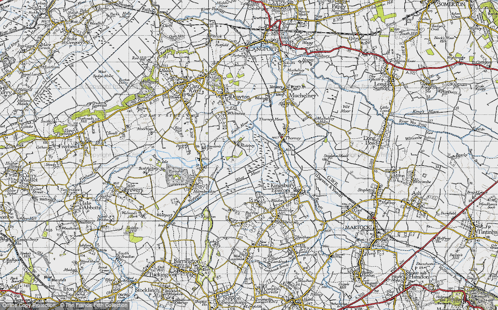 Old Map of Midelney, 1945 in 1945