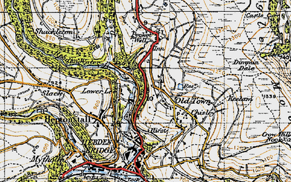 Old map of Midgehole in 1947