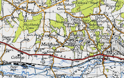 Old map of Bucklebury Common in 1945