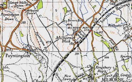 Old map of Milborne Wick in 1945