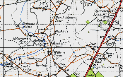 Old map of Milch Hill in 1945