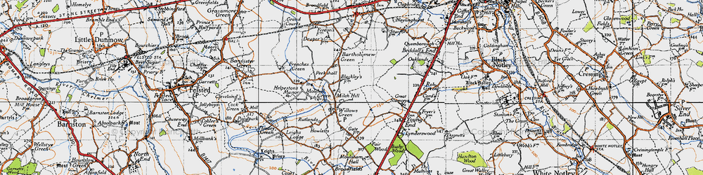 Old map of Milch Hill in 1945