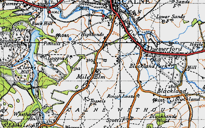 Old map of Mile Elm in 1940