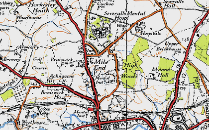 Old map of Mile End in 1945