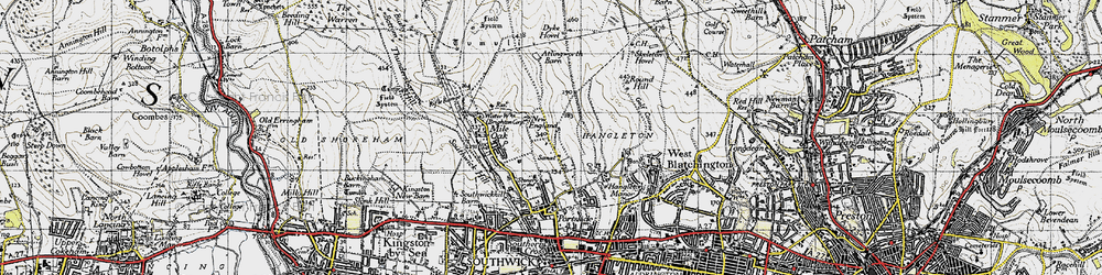 Old map of Mile Oak in 1940