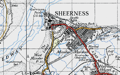 Old map of Mile Town in 1946