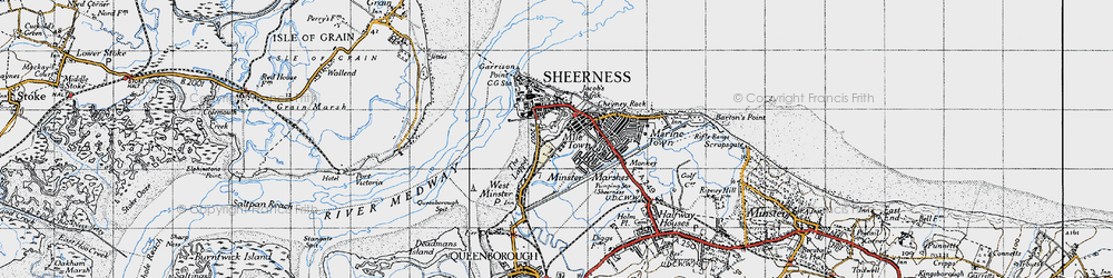 Old map of Mile Town in 1946