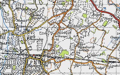 Old map of Milebush in 1940
