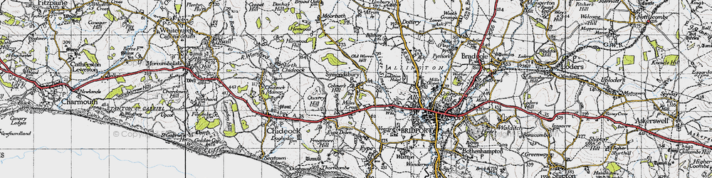 Old map of Miles Cross in 1945