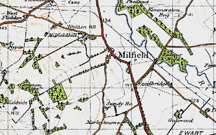 Old map of Milfield in 1947