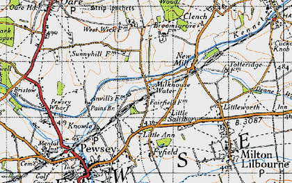 Old map of Milkhouse Water in 1940
