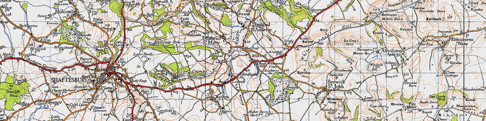 Old map of Milkwell in 1940