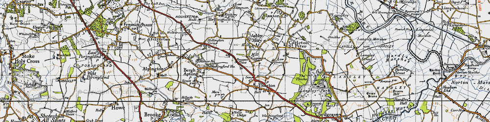Old map of Mill Common in 1946