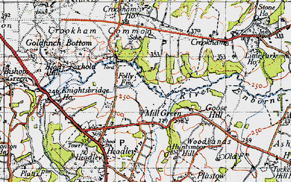 Old map of Crookham Common in 1945