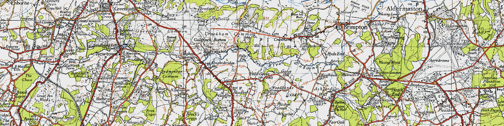 Old map of Crookham Common in 1945