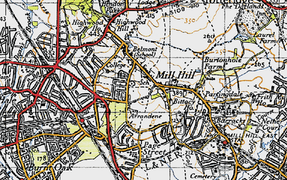 Old map of Arrandene in 1945