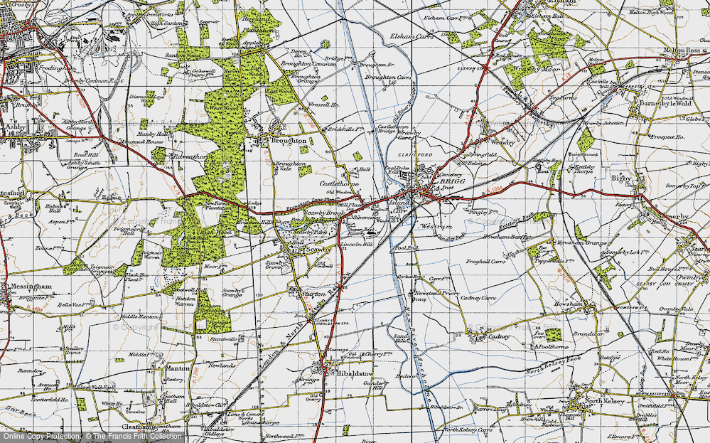 Old Map of Historic Map covering Scawby Brook in 1947