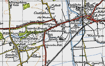 Old map of Broughton Lane Plantation in 1947