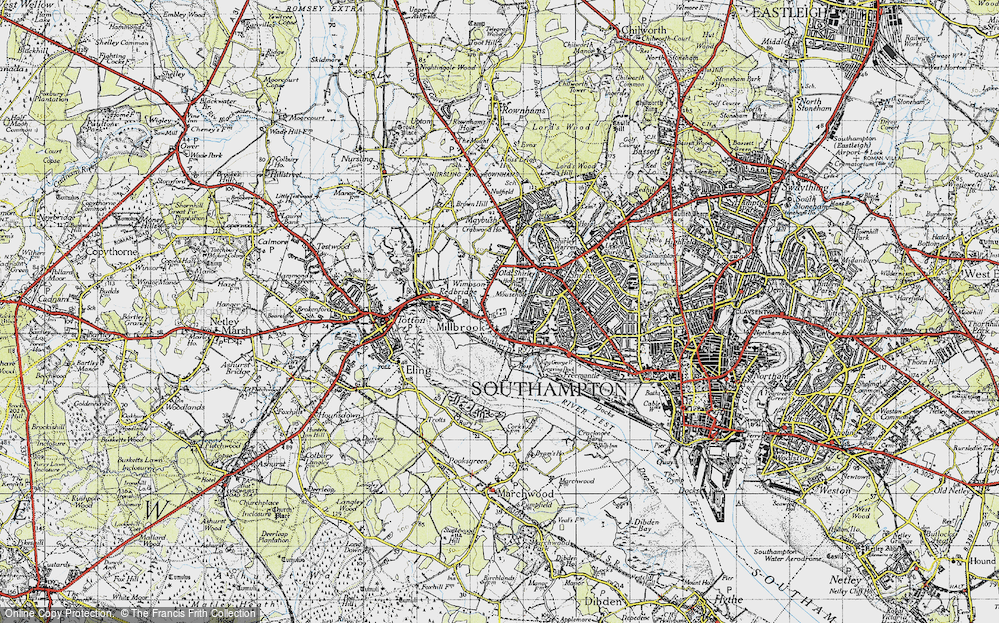 Old Map of Millbrook, 1945 in 1945