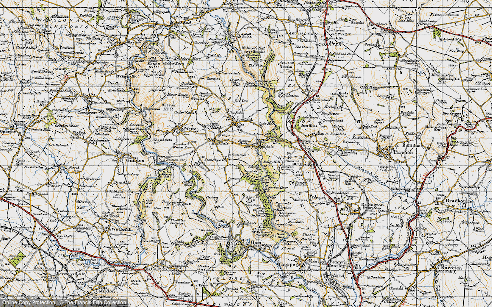 Old Map of Historic Map covering Baley Hill in 1947