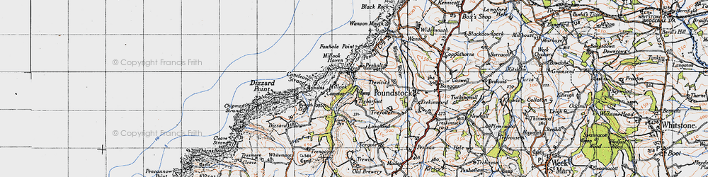 Old map of Millook in 1946