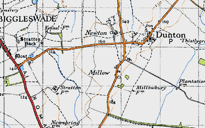 Old map of Millow in 1946