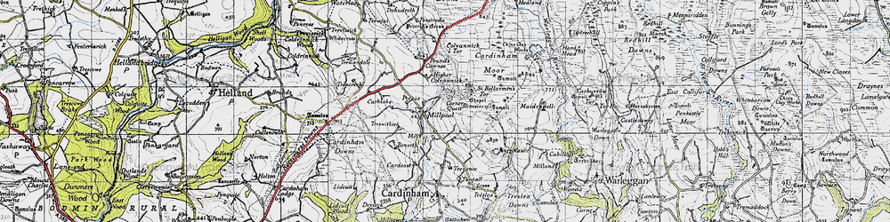 Old map of Bodmin Airfield in 1946