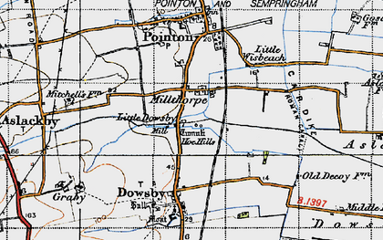 Old map of Millthorpe in 1946