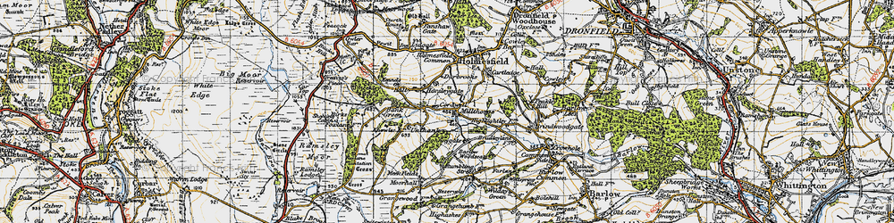 Old map of Barlow Woodseats in 1947
