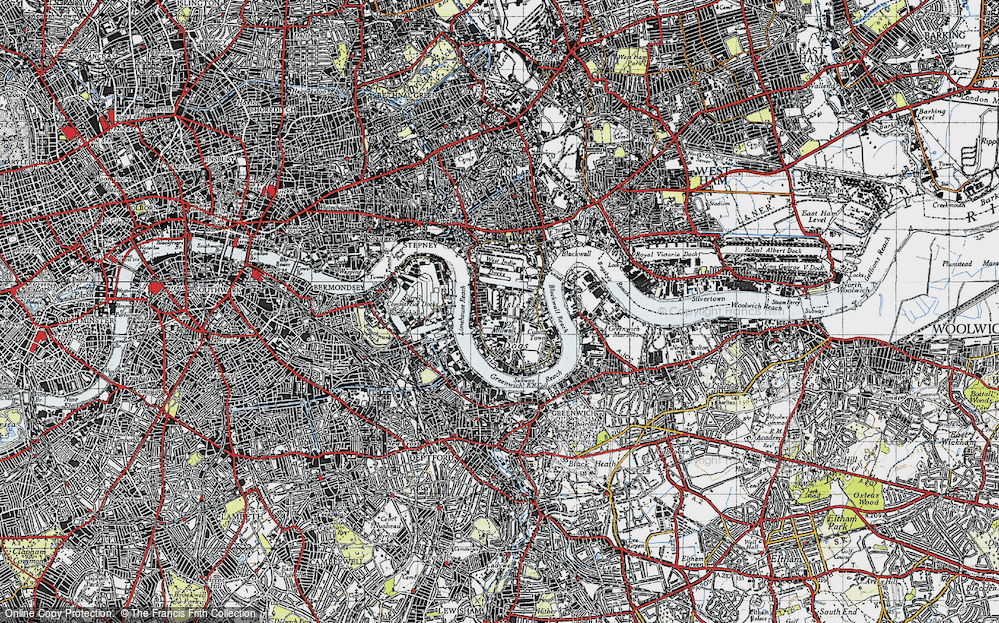 Old Map of Millwall, 1946 in 1946