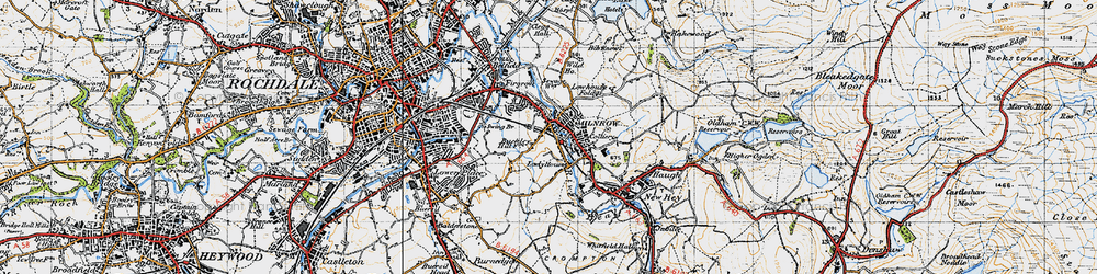 Old map of Milnrow in 1947