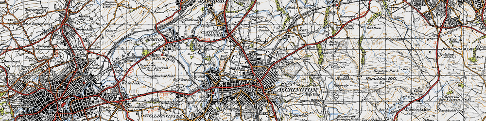 Old map of Milnshaw in 1947