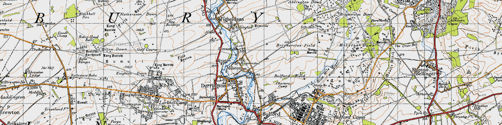 Old map of Milston in 1940