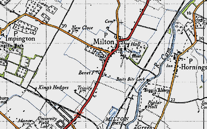 Old map of Baits Bite Lock in 1946