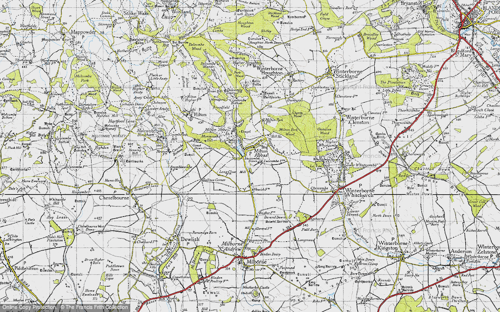 Old Map of Milton Abbas, 1945 in 1945