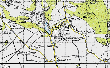 Old map of Milton Abbas in 1945