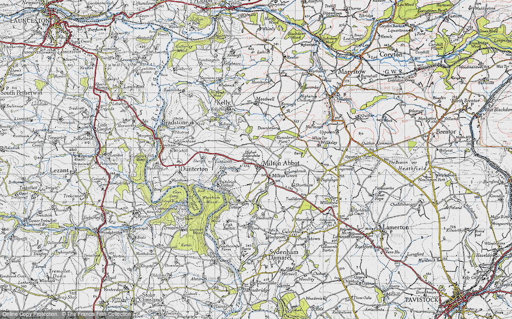 Old Map of Milton Abbot, 1946 in 1946