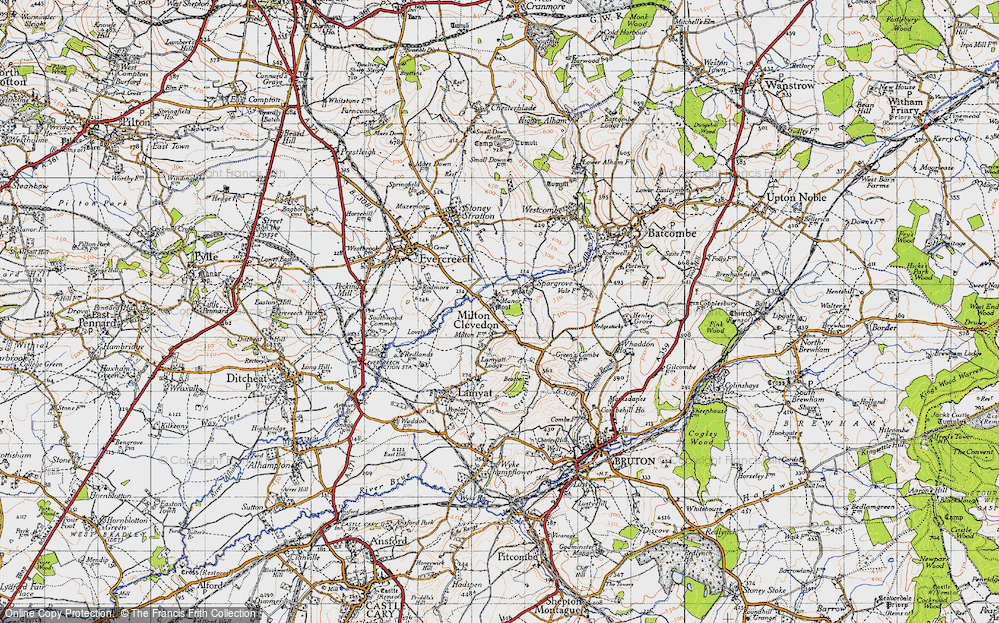 Old Map of Historic Map covering Batcombe Vale in 1946