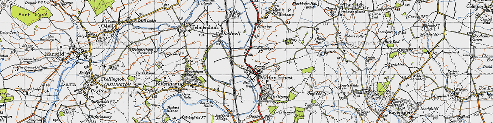Old map of Milton Ernest in 1946