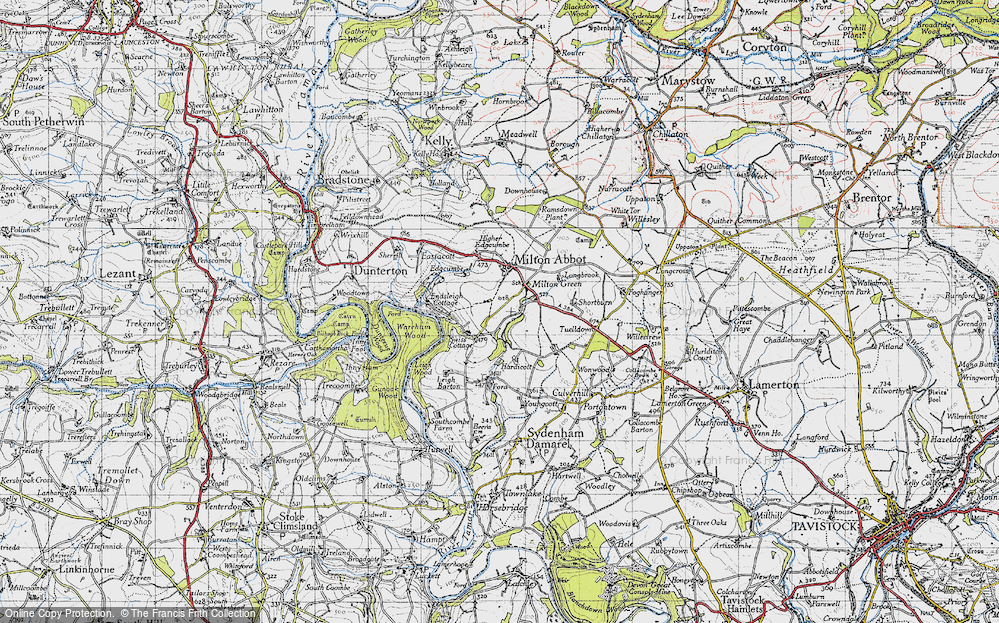Old Map of Historic Map covering Endsleigh in 1946